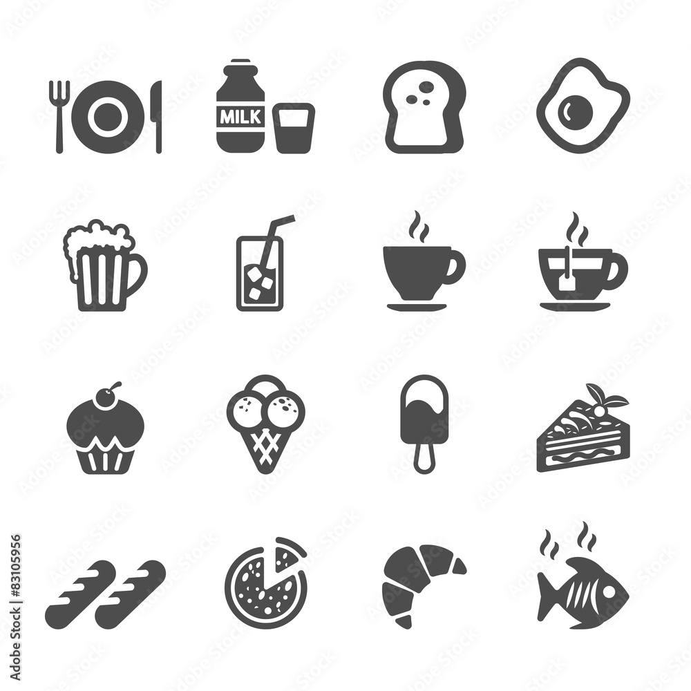 food and drink icon set, vector eps10
