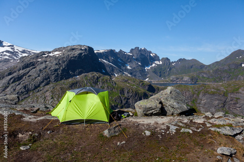 Camping in green countryside of Norway