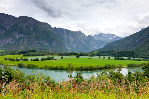 Fototapeta Naklejka Na Ścianę i Meble -  Picturesque landscape of Norway countryside