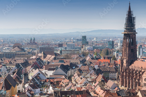 Freiburg Cathedral city view
