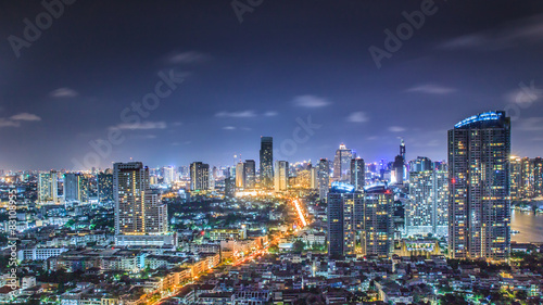 View building in Thailand at night. © beerphotographer