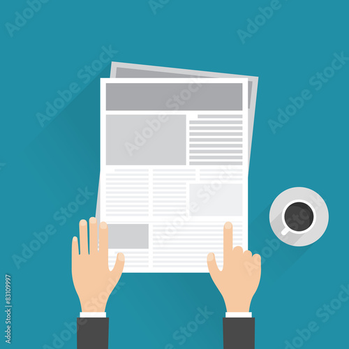 businessman reading a newspaper, Vector illustration