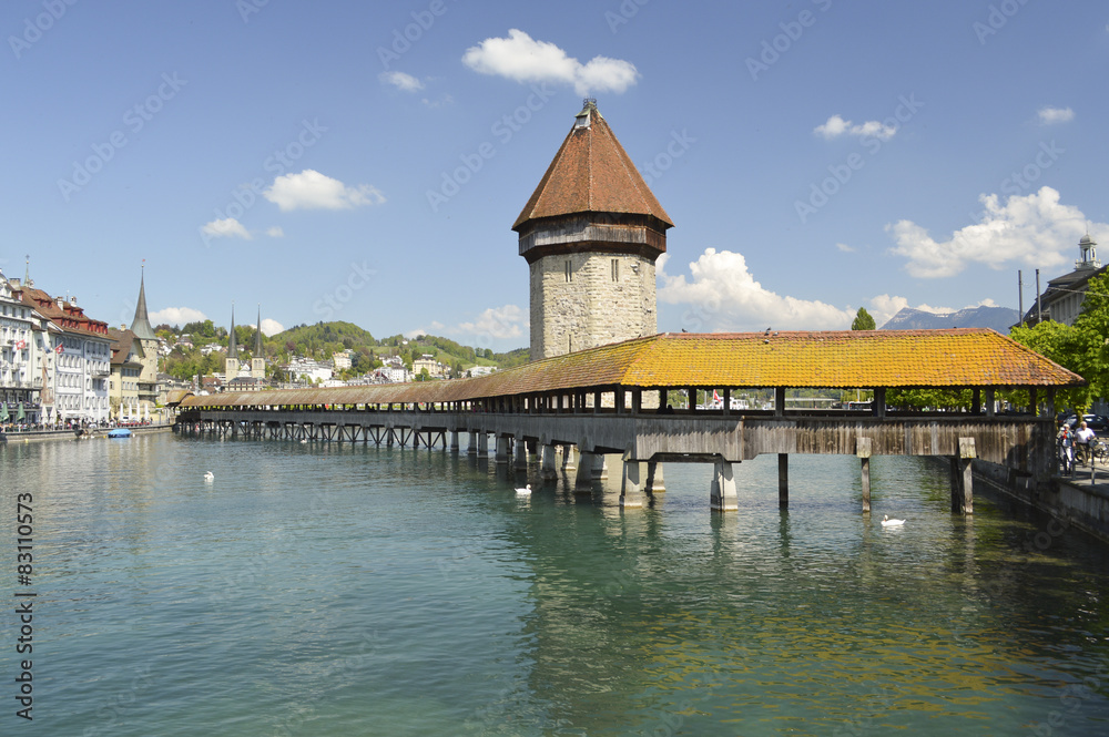 Chapel Bridge Kapellbrücke oldest wooden bridge Lucerne Swiss