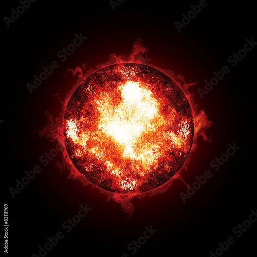 Fire Ball Planet. Illustration on black background