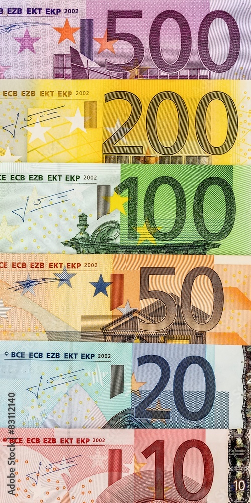 Viele verschiedene Euro-Geldscheine Viele verschiedene Euro-Geldscheine