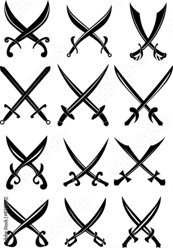 Pirate crossed swords and sabers