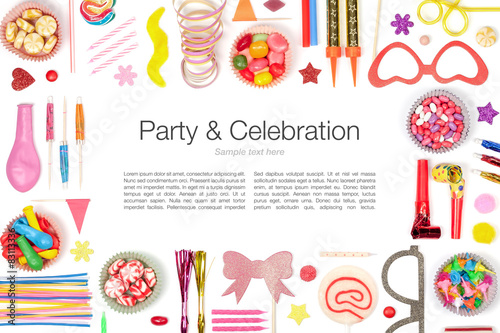 party and celebration elements on white background