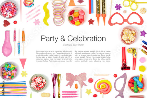 party and celebration elements on white background
