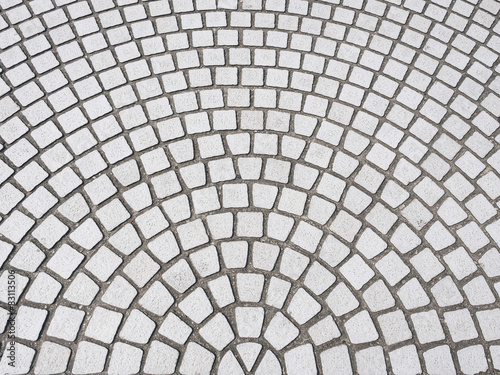 Tiles floor with radial pattern