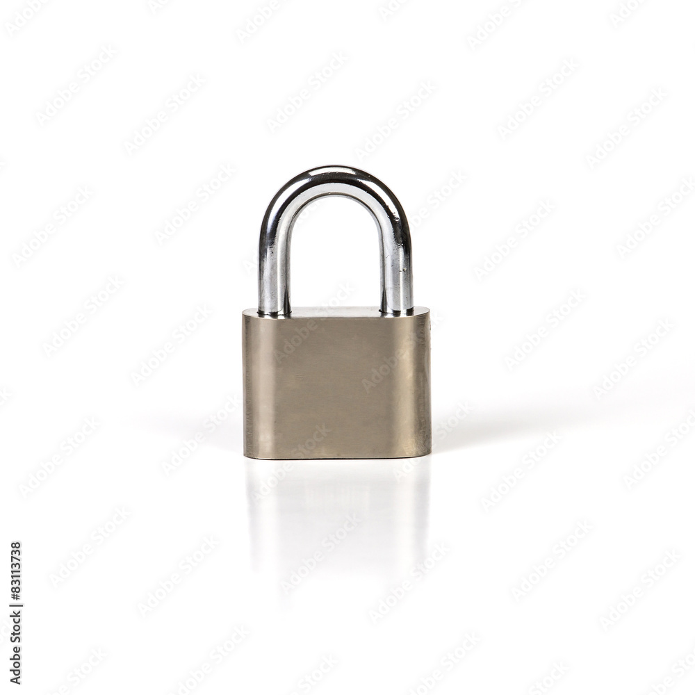 Metalic padlock on white background Metalic padlock on white background