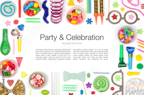 party and celebration elements on white background