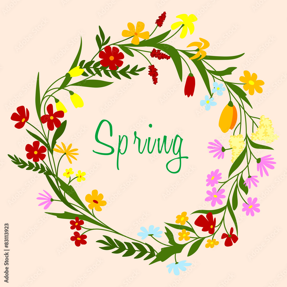 Fototapeta premium Bright colorful spring floral border