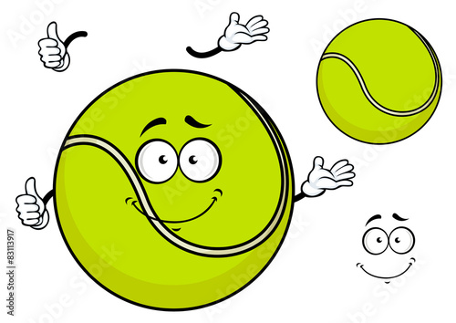 Smiling green cartoon tennis ball