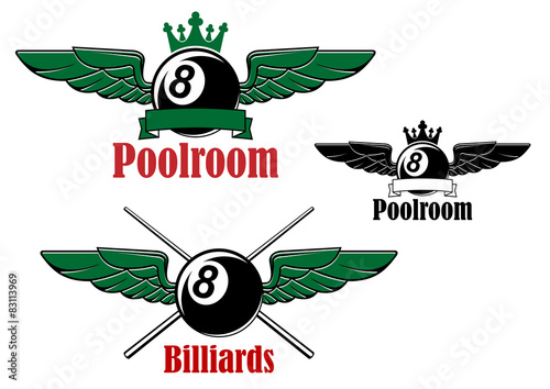 Pool or billiards ball with wings