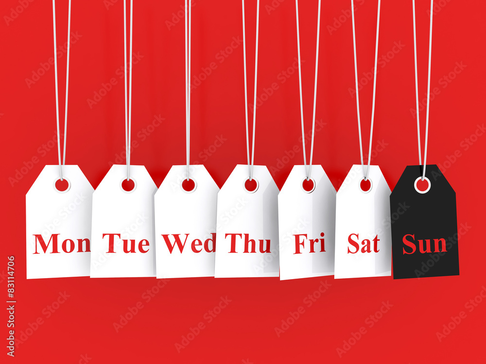 Days of the week symbols and sunday promotions Stock Illustration ...