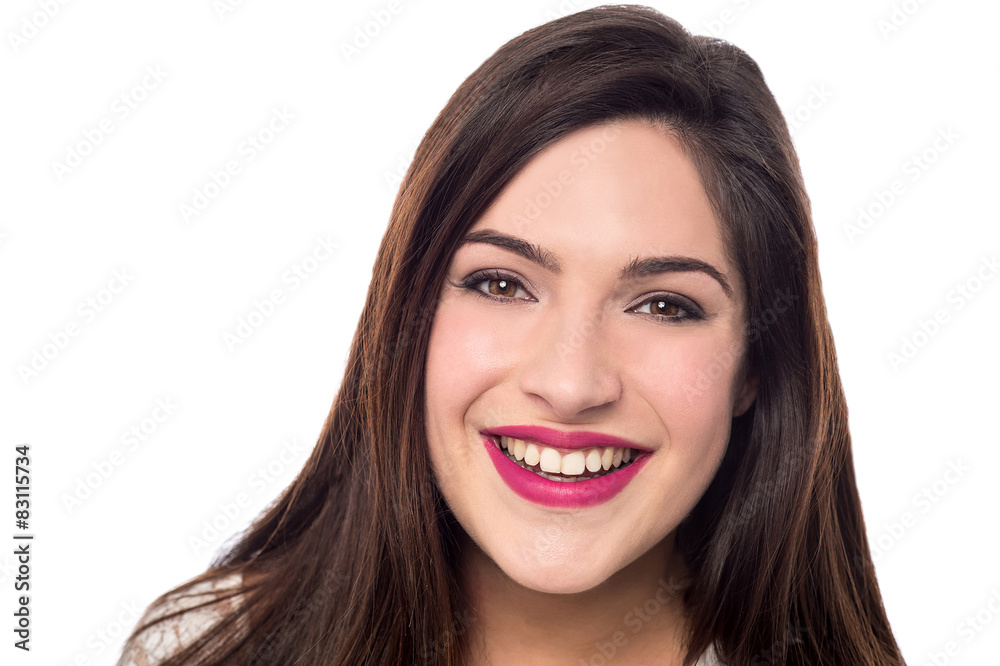 Woman posing with welcoming smile