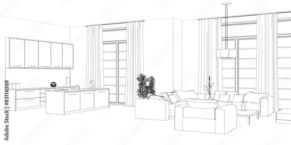 Fototapeta premium Entwurf moderne Wohnung