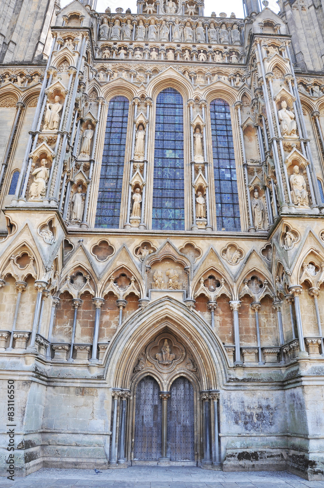 Wells Cathedral closeup, Wells, Somerset, England