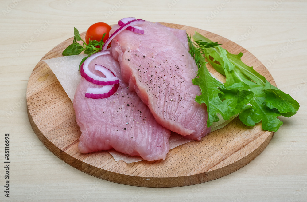 Raw turkey steak