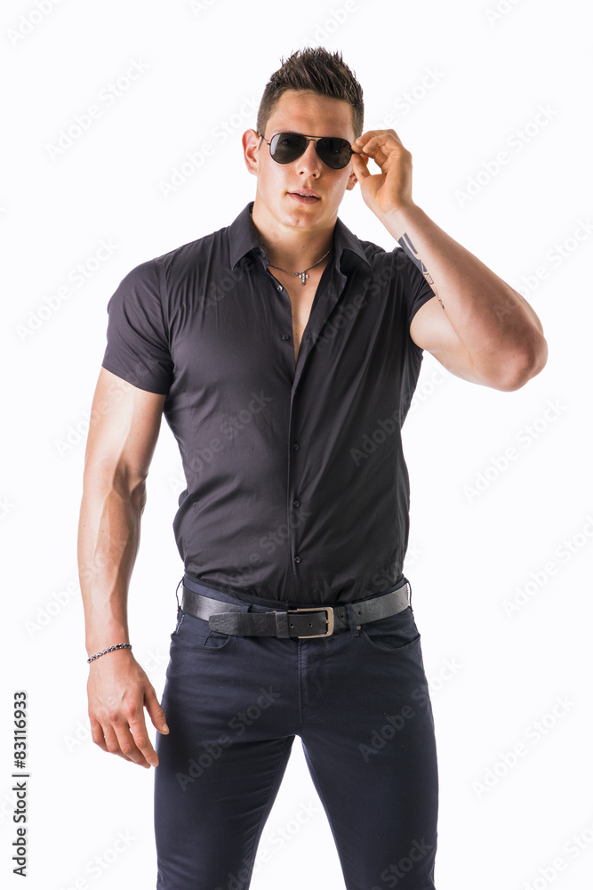 Elegant and stylish young man on light background Elegant and stylish young man on light background