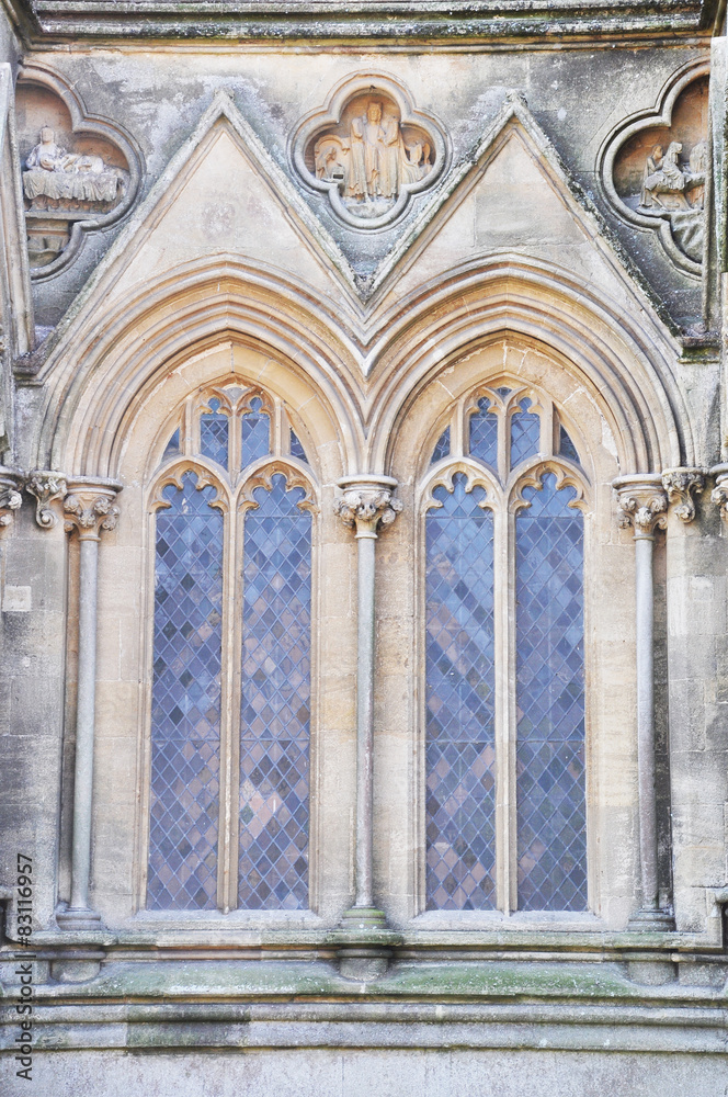 Gothic window closeup, Wells, Somerset, England