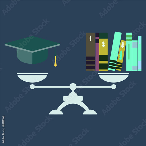 Vector concept of investment in education  with books and scales