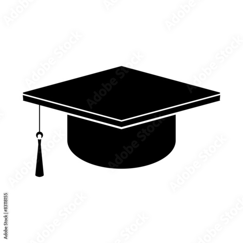 Square academic cap. Black vector icon.
