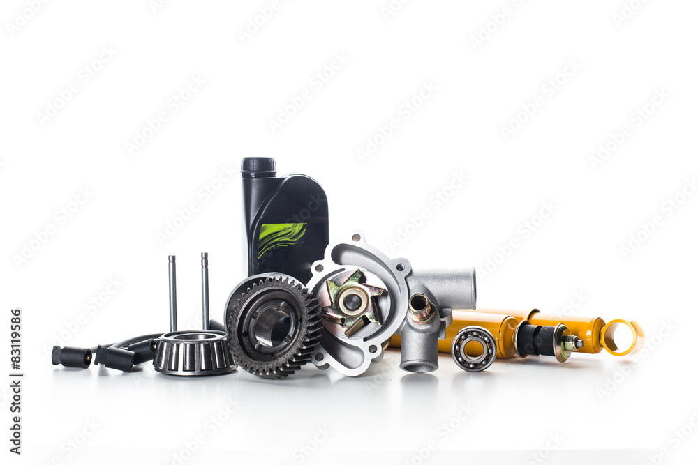 Car engine parts isolated Car engine parts isolated