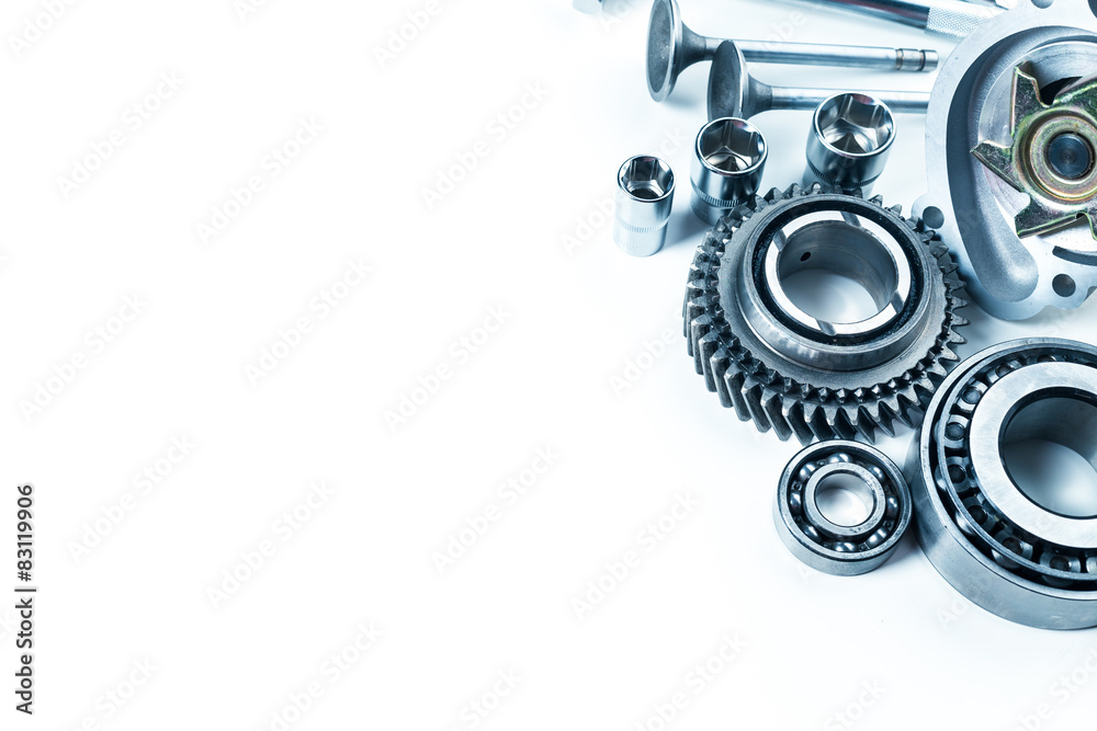 Car engine parts isolated Car engine parts isolated