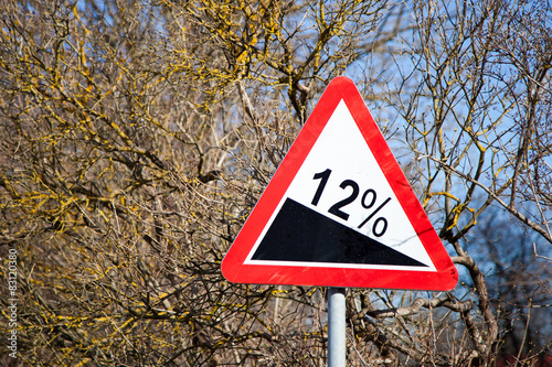 Road sign steep climb photo