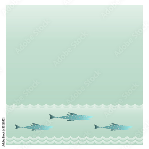 Postcard with blue fish