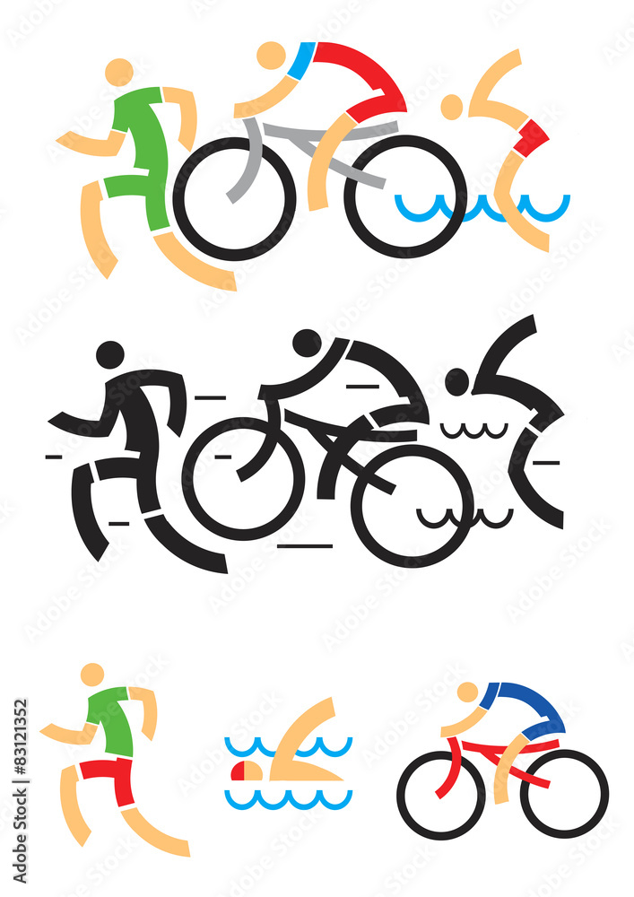 Obraz premium Triathlon cycling swimming icons