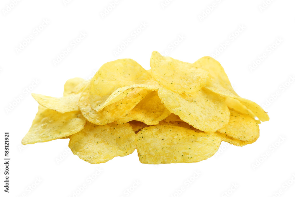 Potato chips isolated on white Potato chips isolated on white
