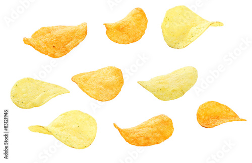 Potato chip isolated on white