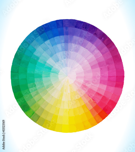 Multicolor vector spectral circle. Hand drawn watercolor.