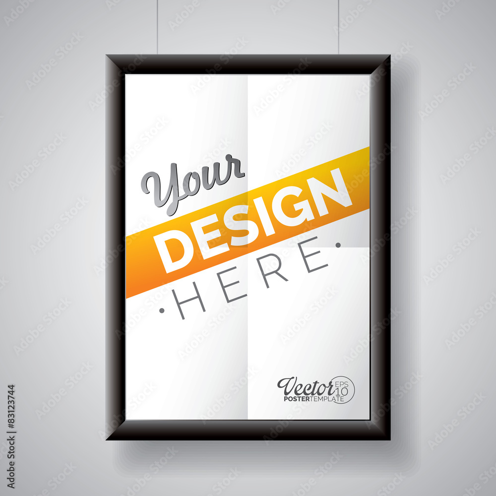 Vector poster frame template of a folded paper sheet. Vector poster frame template of a folded paper sheet.