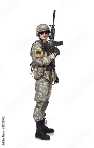 soldier raised his rifle up