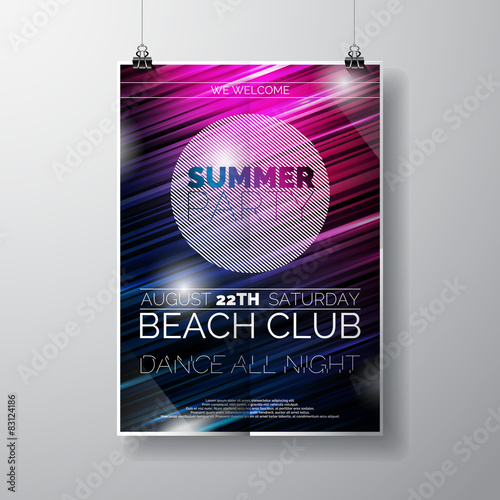 Vector Party Flyer poster template on Summer Beach theme
