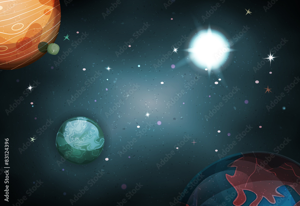 Naklejka premium Scifi Space Background For Ui Game with planets and stars