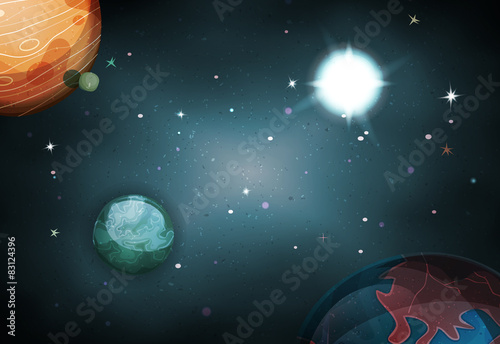Scifi Space Background For Ui Game with planets and stars