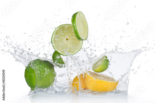 Limes and lemons with water...