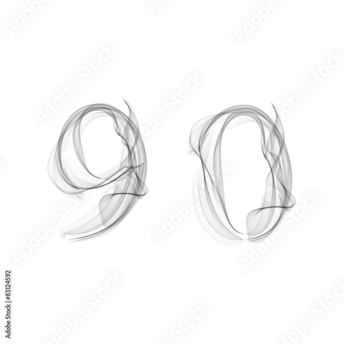 Black Smoke font. Numbers 9 0