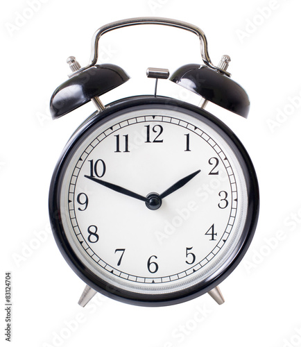 Classic alarm clock isolated on white with clipping path