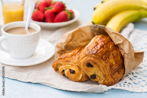 French viennoiserie pain au chocolat for breakfast
