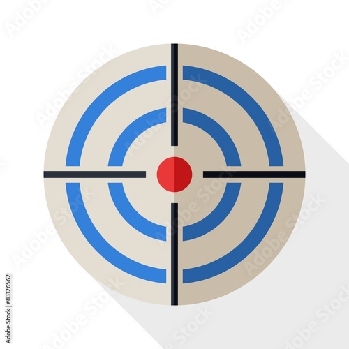Target icon in flat style with long shadow on white background