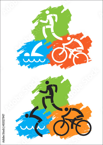 Triathlon grunge icons