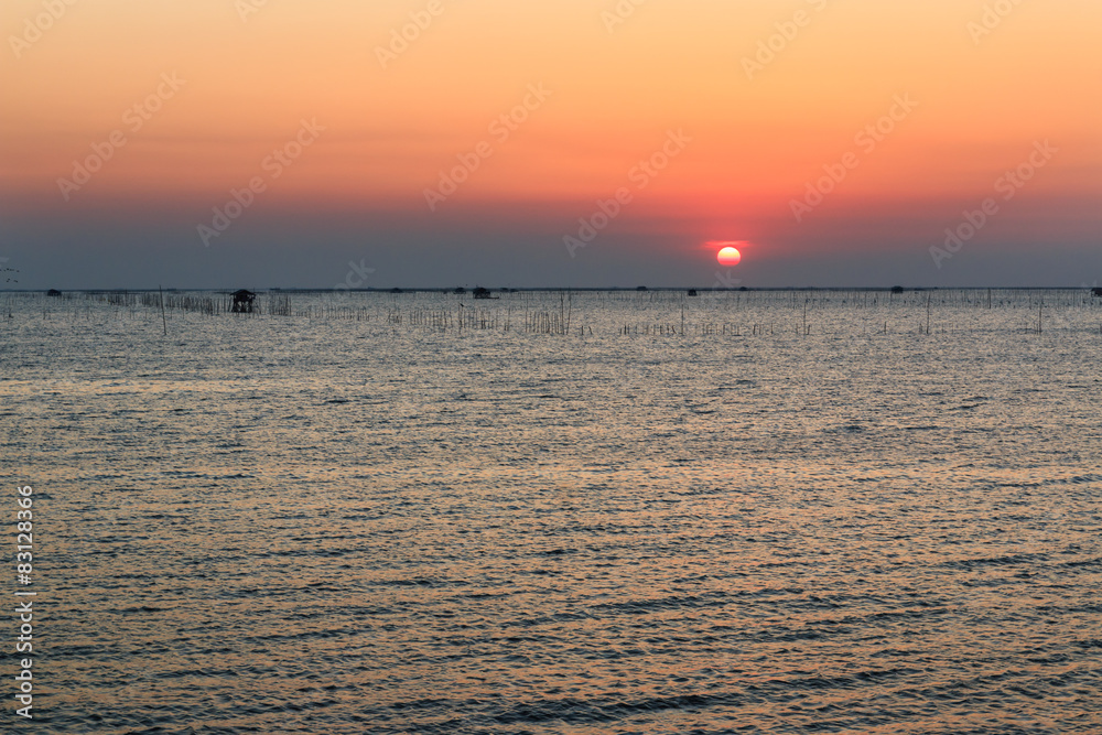 landscape with sunset in  sea