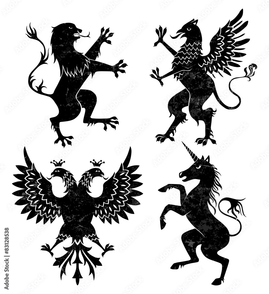 heraldic lion, griffin, eagle and unicorn heraldic lion, griffin, eagle and unicorn