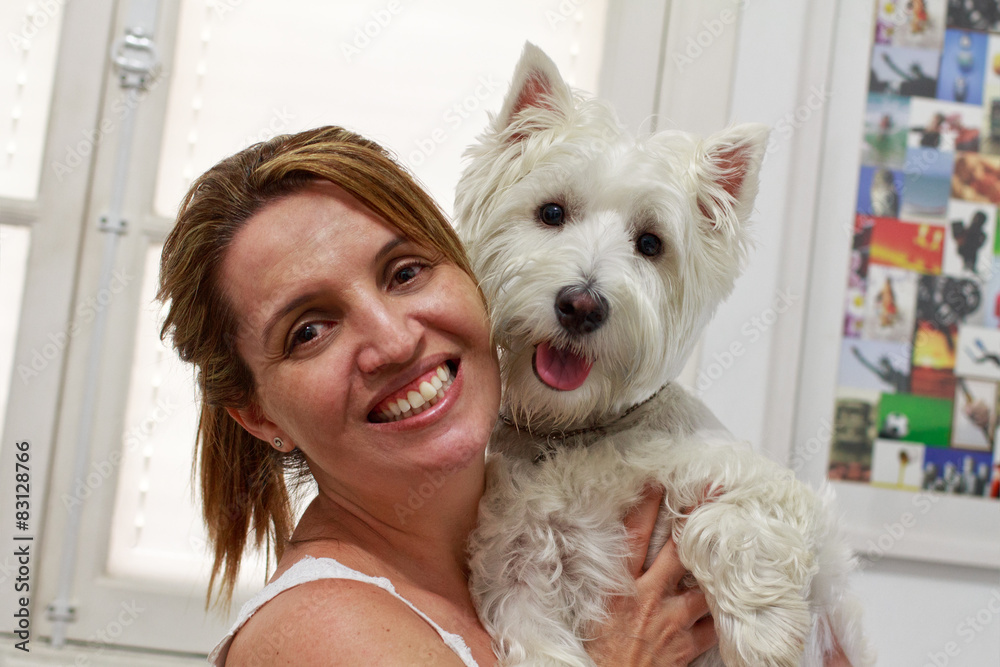Brazilian woman and her Westie Brazilian woman and her Westie