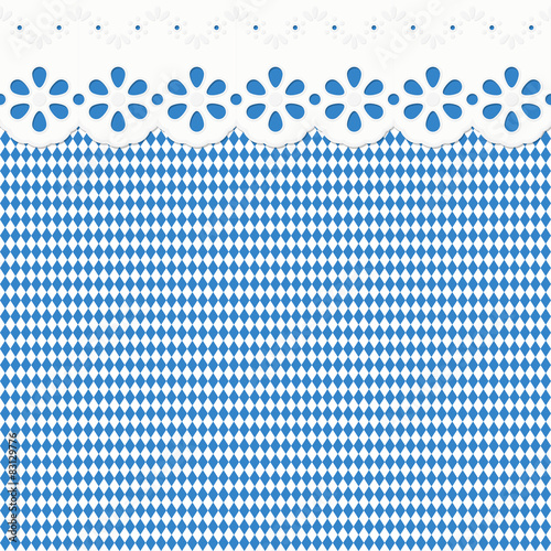 Oktoberfest background with blue-white checkered pattern